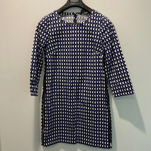 J Crew Blue Print Sleeve Midi Dress medium - Picture 3 of 13